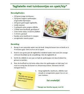 recept tagliatelle met tuinboontjes en spek